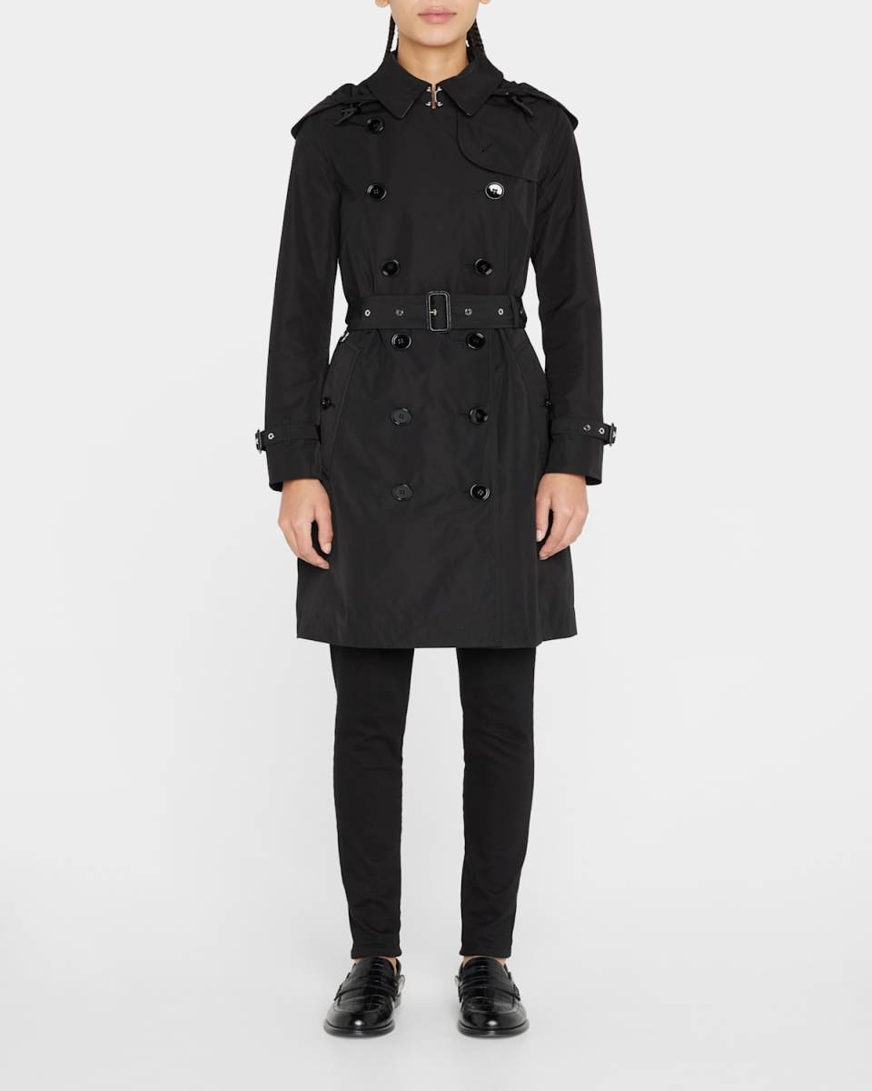 Kensington Double-Breasted Trench Coat with Detachable Hood